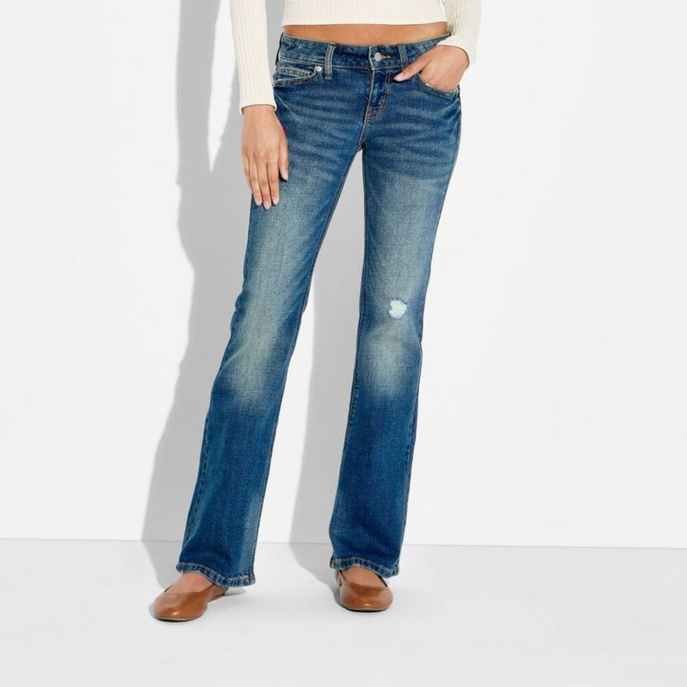 Women's Low-Rise Baby Boot Jeans - Wild Fable Dark Denim Wash 4